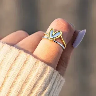 2 Pc Romantic Heart Love Fashion Rings